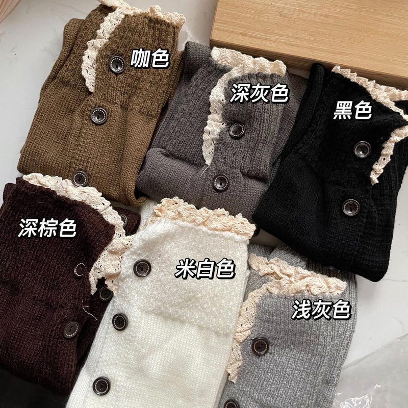 Palandot Stacked Stocking Cover With Lace Japanese Korean Medium-Style All-Match Sub-Culture Leg Cover Spice Girls Multicolor Button - Image 3